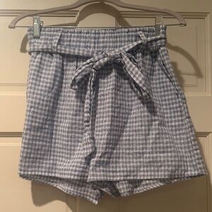 Altar'd State High Waist Blue Checkered Shorts